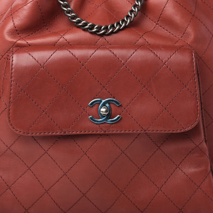 Chanel Calfskin Stitched Large Urban Luxury Drawstring Backpack Dark Red 10 of 10