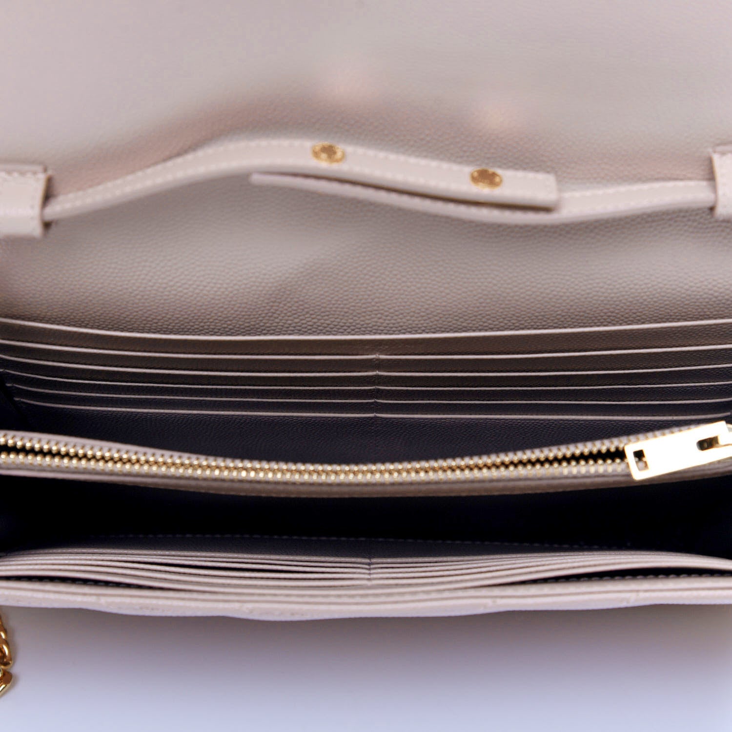 Saint Laurent Grain De Poudre Matelasse Chevron Monogram Chain Wallet Pale Pink 5 of 9