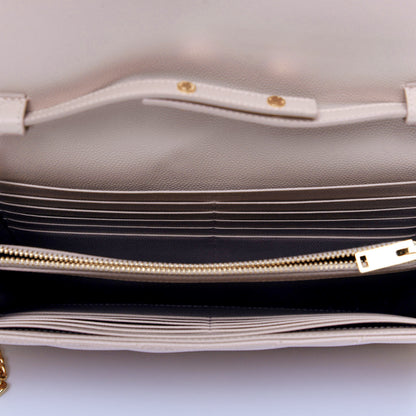 Saint Laurent Grain De Poudre Matelasse Chevron Monogram Chain Wallet Pale Pink 5 of 9