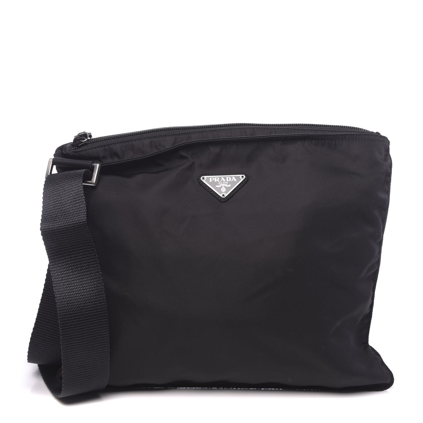 Nylon Vela Flat Messenger Bag Black