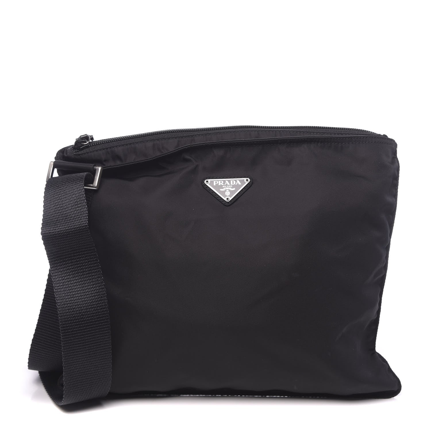 Prada Nylon Vela Flat Messenger Bag Black 1 of 10