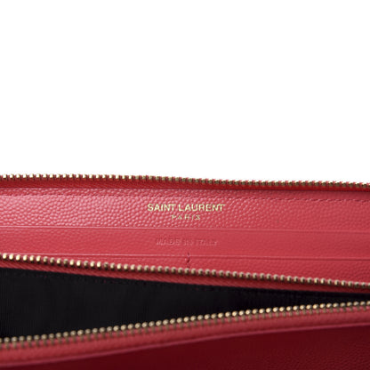 Saint Laurent Grain De Poudre Matelasse Chevron Monogram Zip Around Wallet Bubblegum 6 of 8