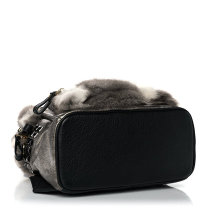 MCM Calfskin Mink Fur Mini Backpack Grey 3 of 9