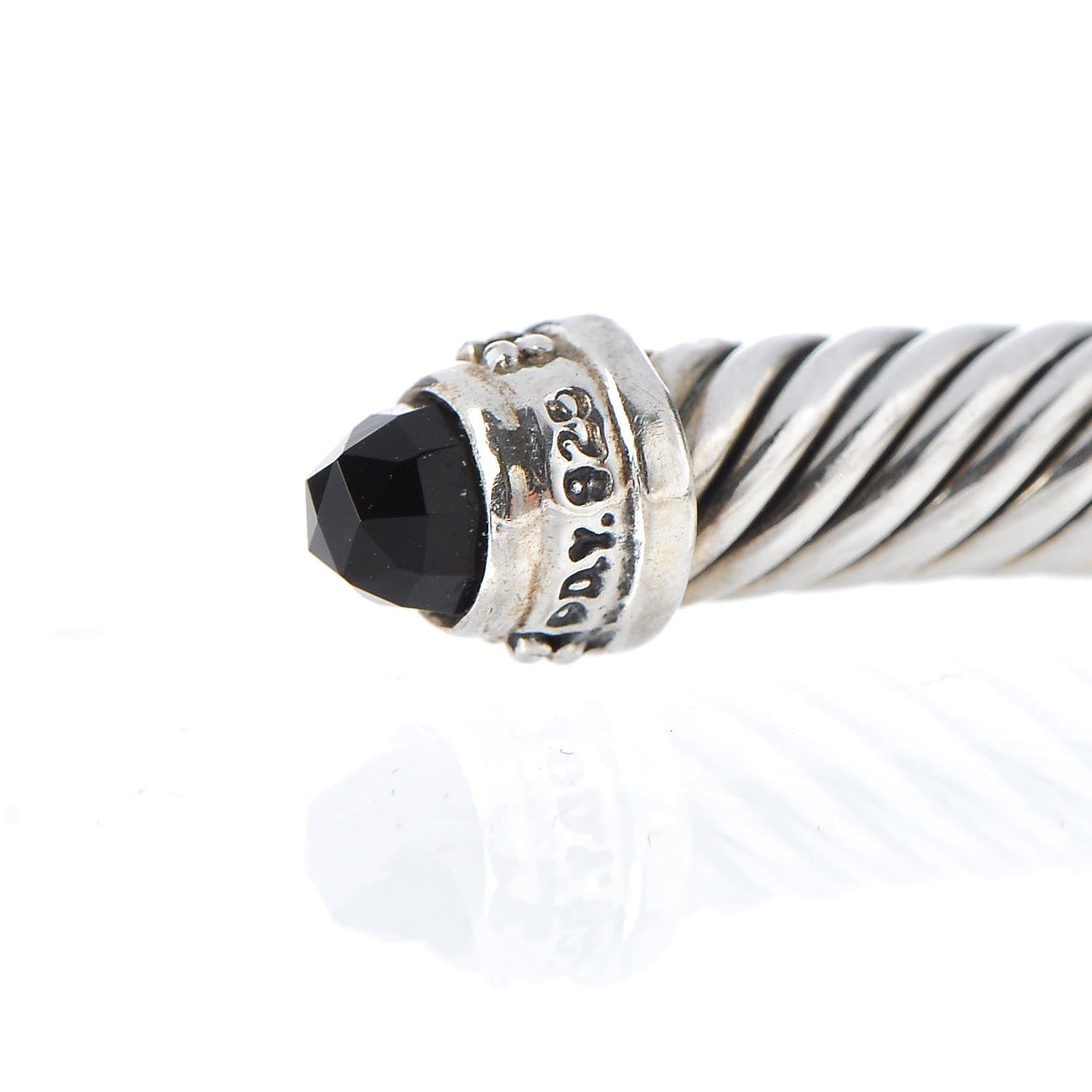David Yurman Sterling Silver Diamond Black Onyx 5mm Cable Classics Bracelet 4 of 4
