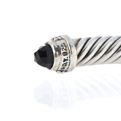 David Yurman Sterling Silver Diamond Black Onyx 5mm Cable Classics Bracelet 4 of 4