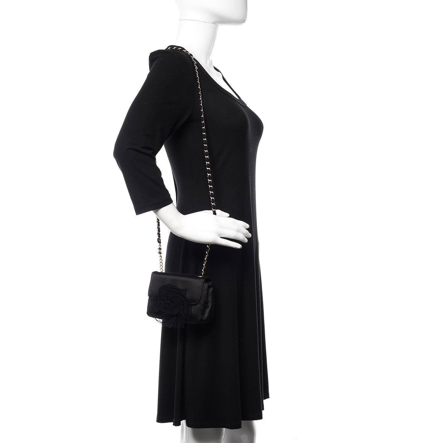Chanel Satin Mesh Camellia Flap Black 2 of 10