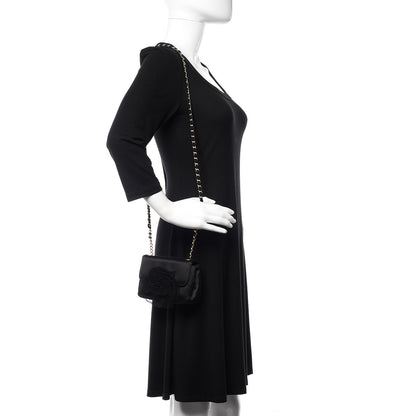 Chanel Satin Mesh Camellia Flap Black 2 of 10