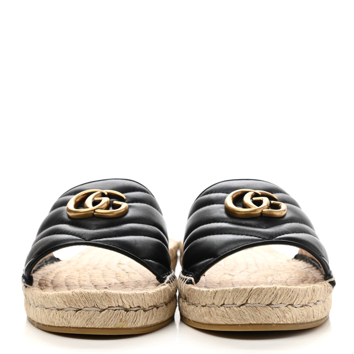 Gucci Nappa Matelasse GG Marmont Espadrille Slide Sandals 40.5 Black 2 of 10