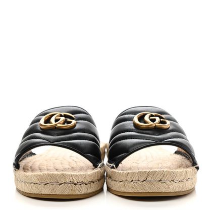 Gucci Nappa Matelasse GG Marmont Espadrille Slide Sandals 40.5 Black 2 of 10