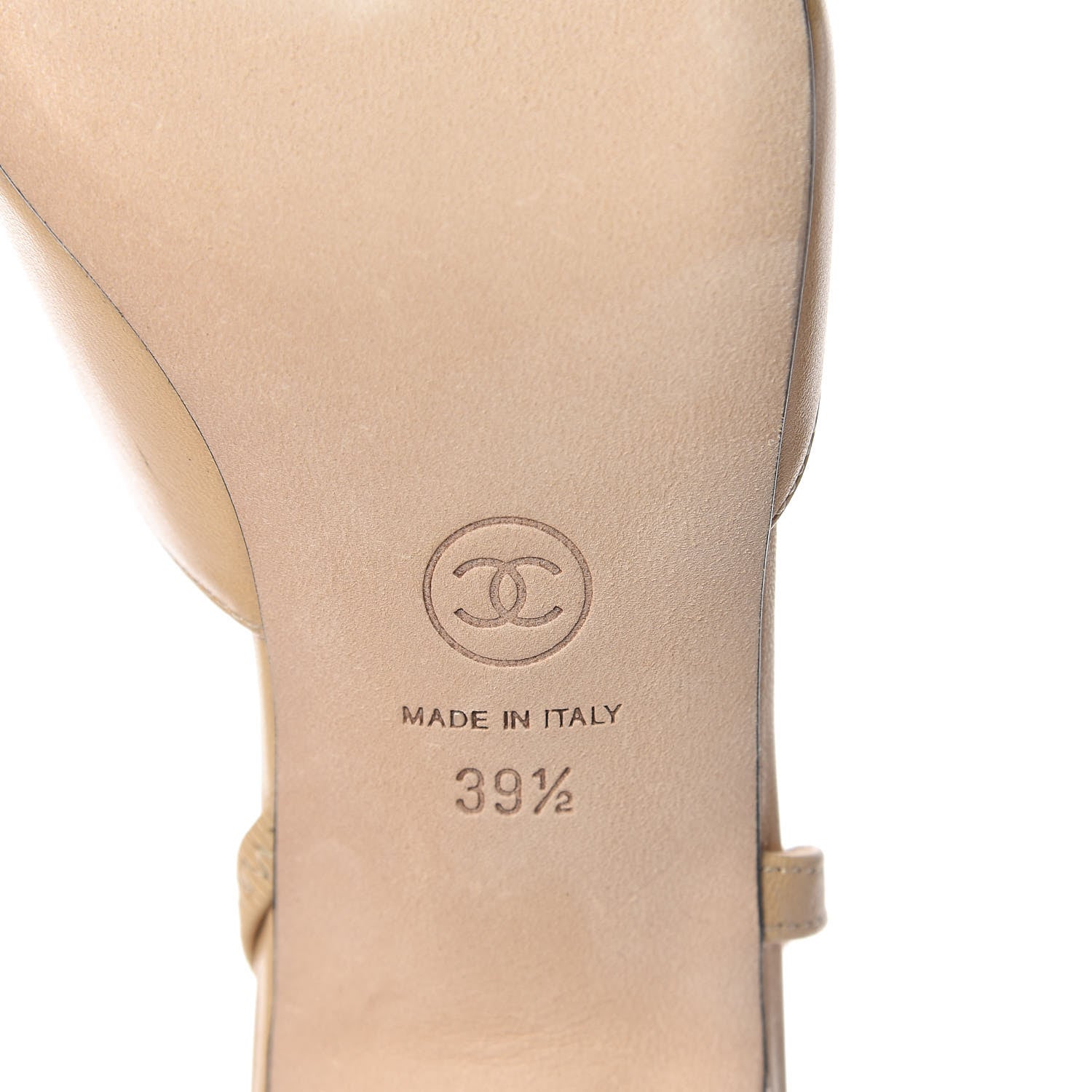 Chanel Goatskin Grosgrain Cap Toe CC Slingback Pumps 39.5 Beige Black 6 of 8