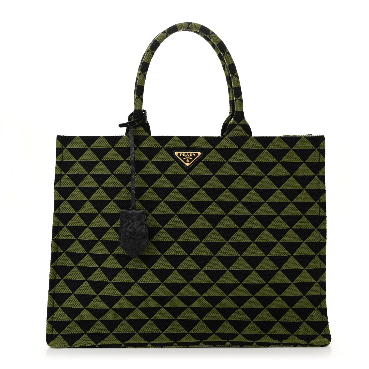 Prada Jacquard Saffiano Triangolo Symbole Embroidered Large Tote Black Edera 1 of 10