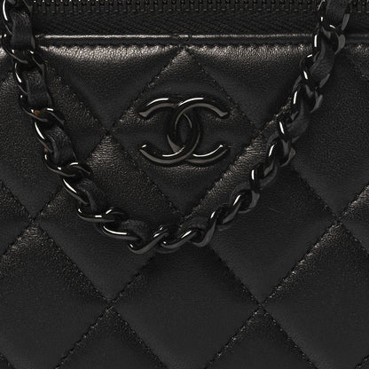 Chanel Lambskin Quilted Small Top Handle Vanity Case With Chain So Black 9 of 13