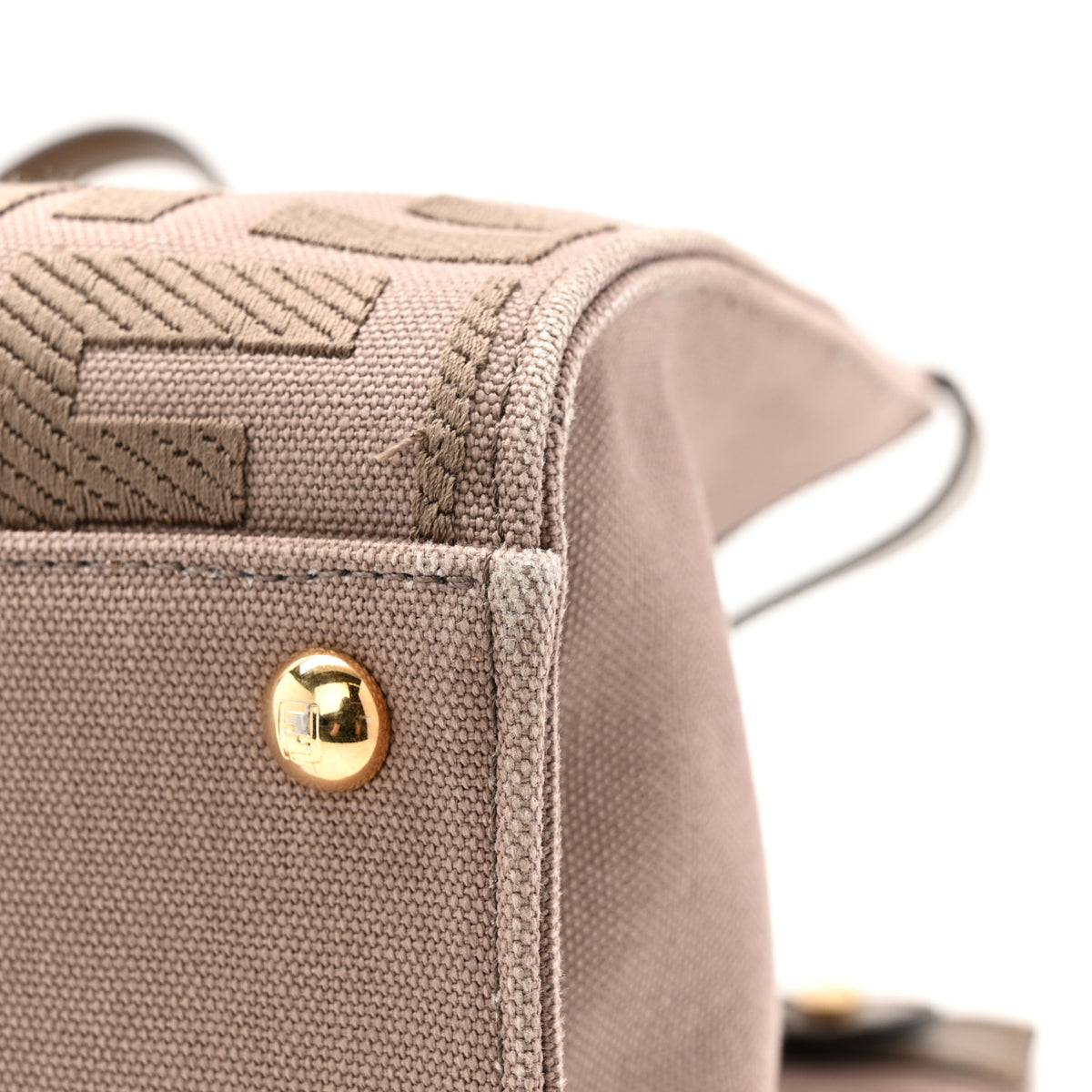 Canvas Vitello King FF Embroidered Medium Peekaboo X-Tote Tartufo