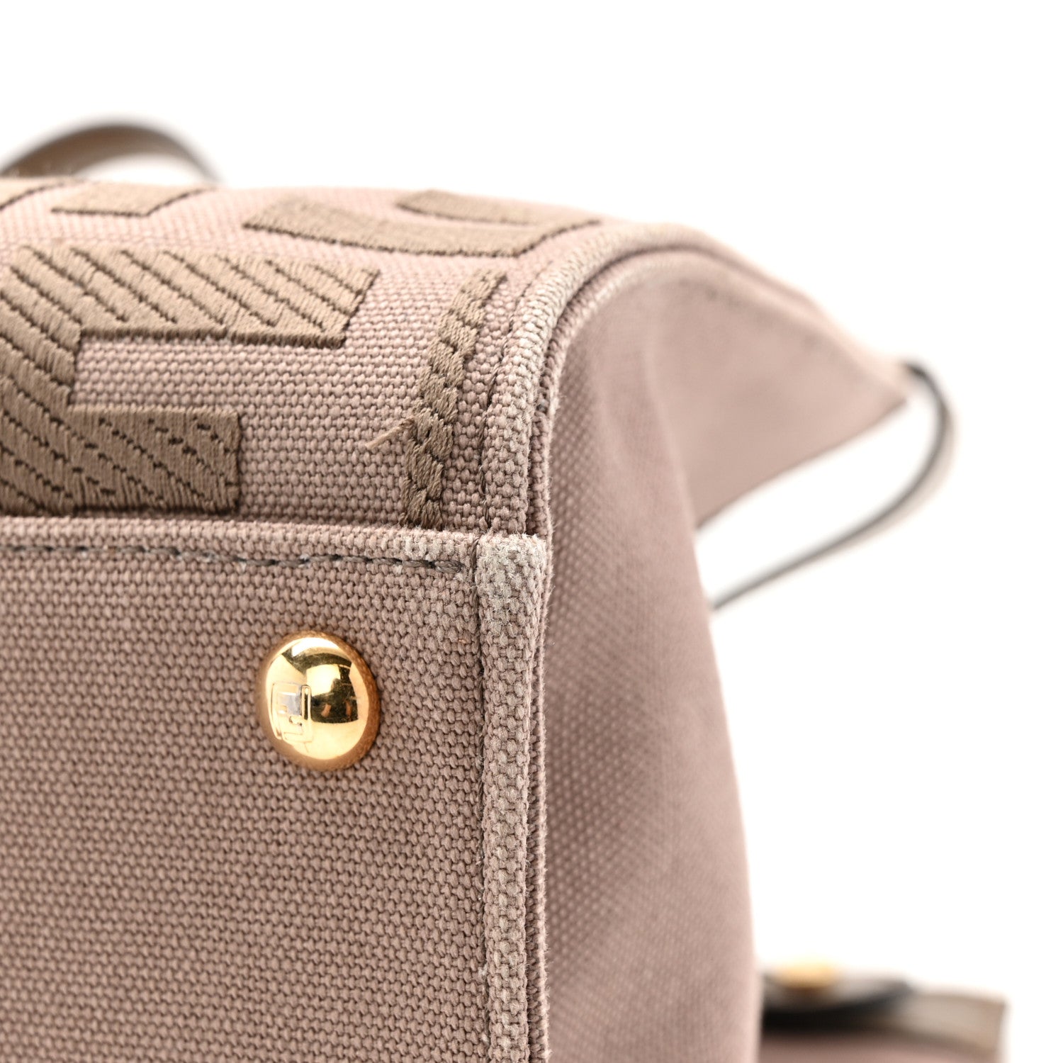 Fendi Canvas Vitello King FF Embroidered Medium Peekaboo X-Tote Tartufo 11 of 14