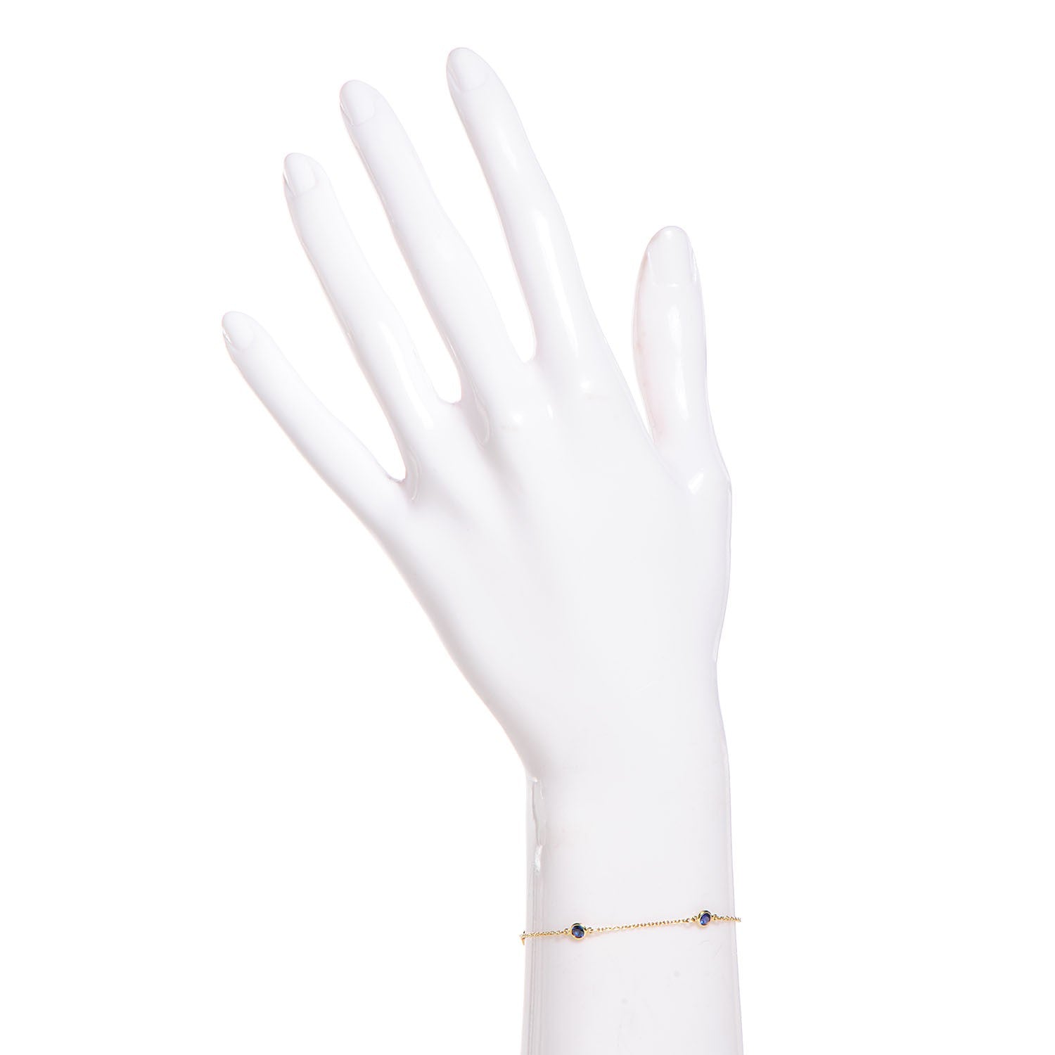 Tiffany 18K Yellow Gold Blue Sapphire Color By The Yard Elsa Peretti Bracelet 2 of 6