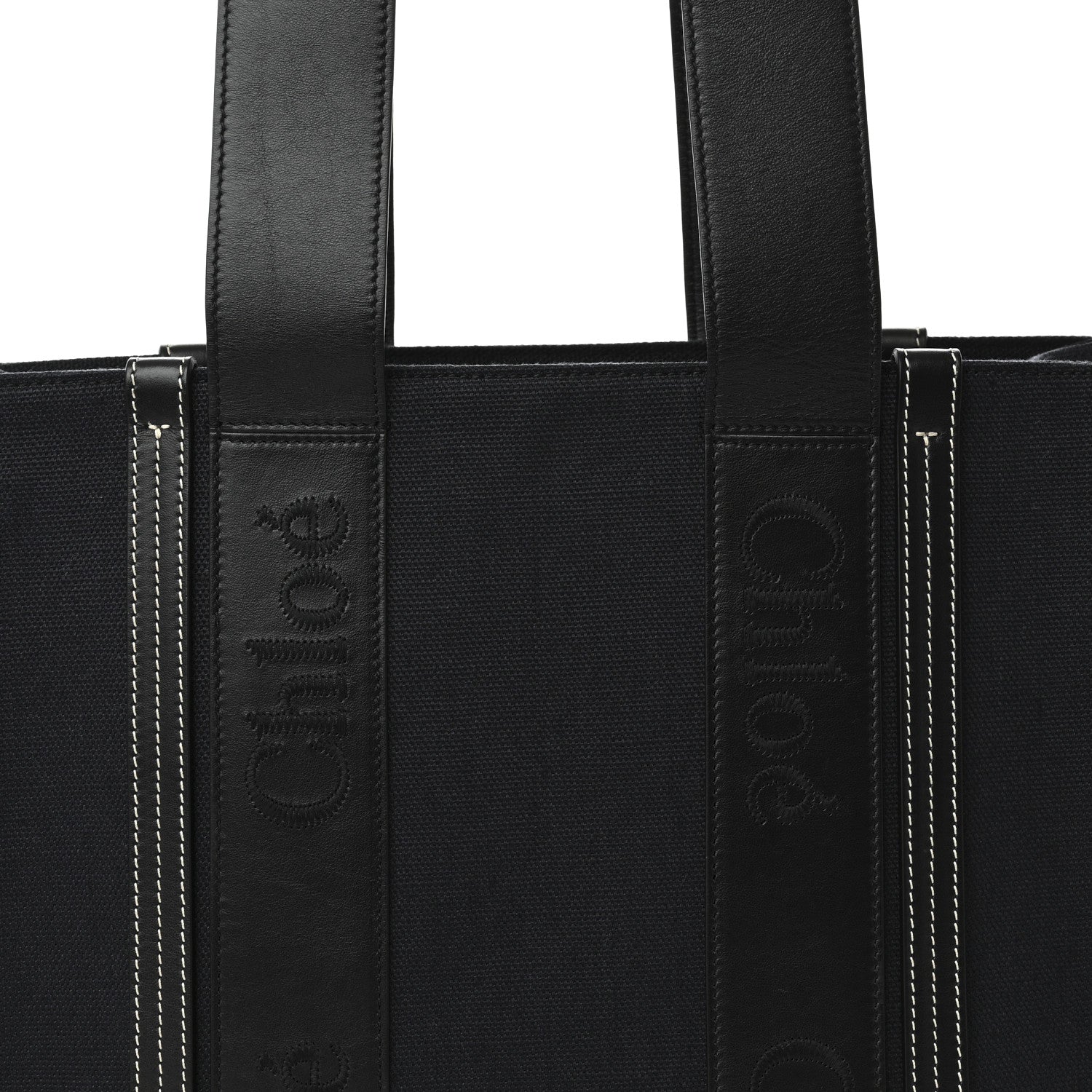 Chloe Calfskin Linen Medium Woody Tote Deep Denim 8 of 10