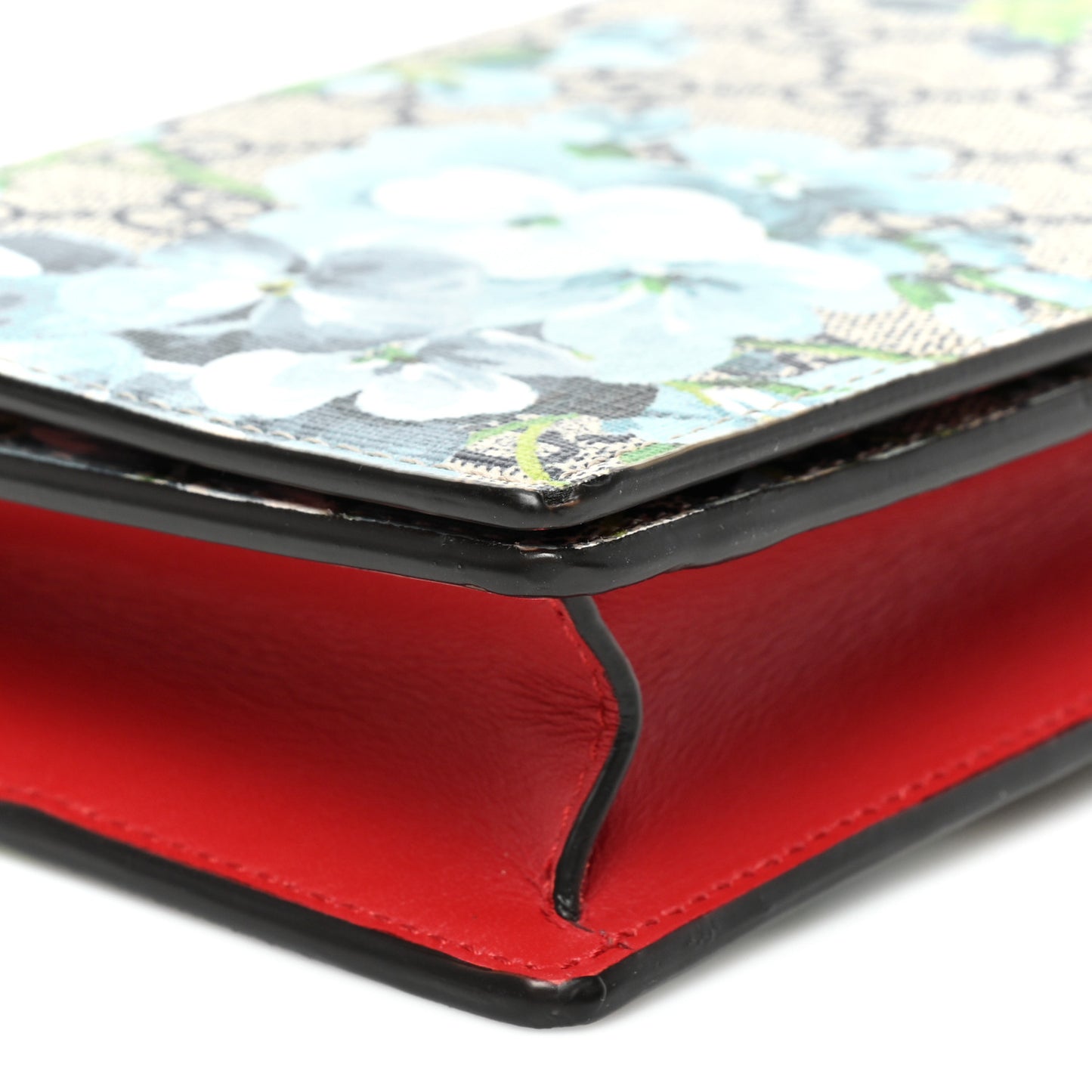 GG Supreme Monogram Blooms Chain Wallet Blue