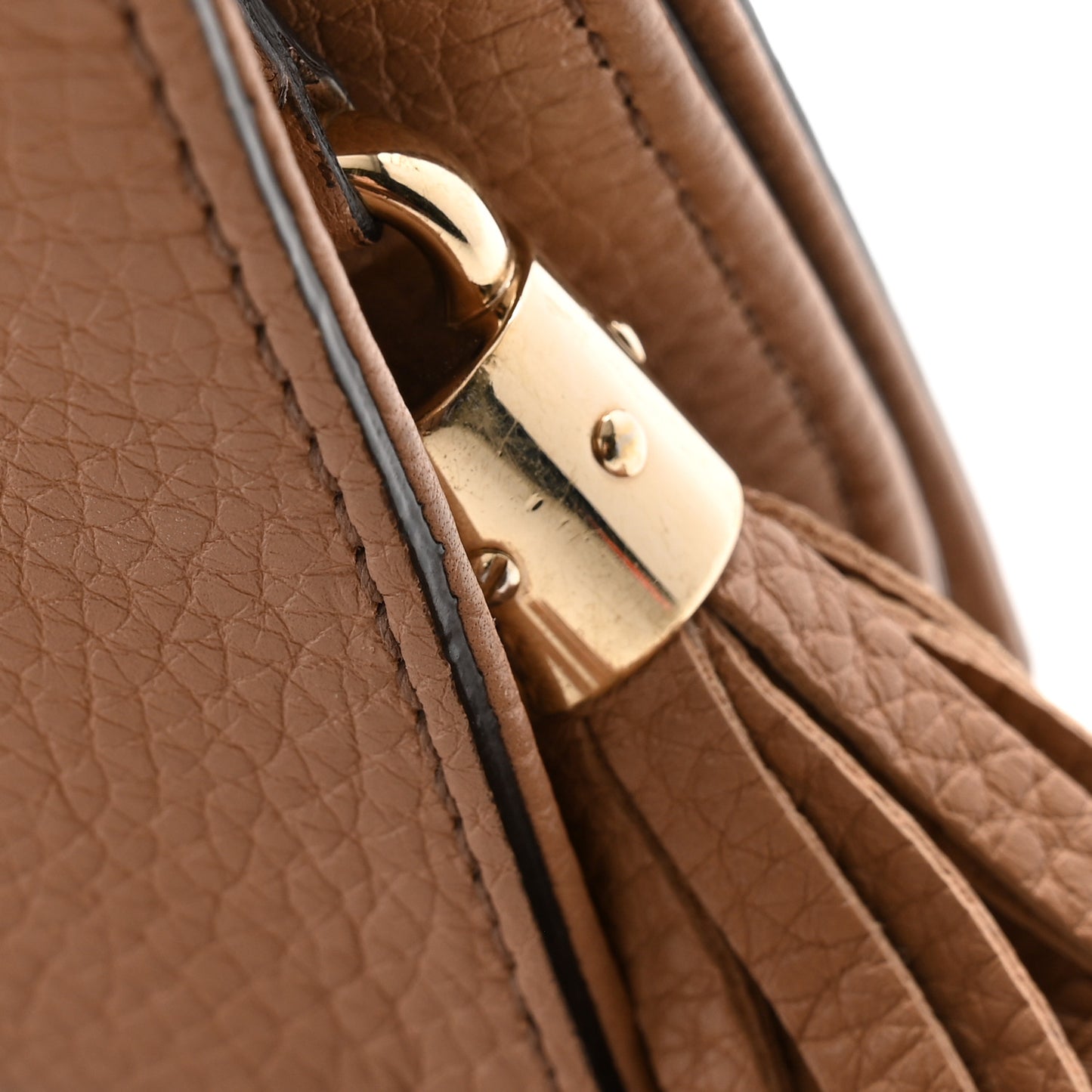 Pebbled Calfskin Medium Soho Clutch Camelia