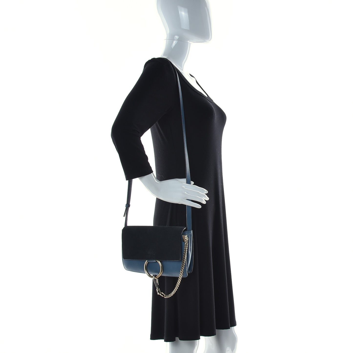 Suede Calfskin Small Faye Shoulder Bag Summer Blue Intense Green