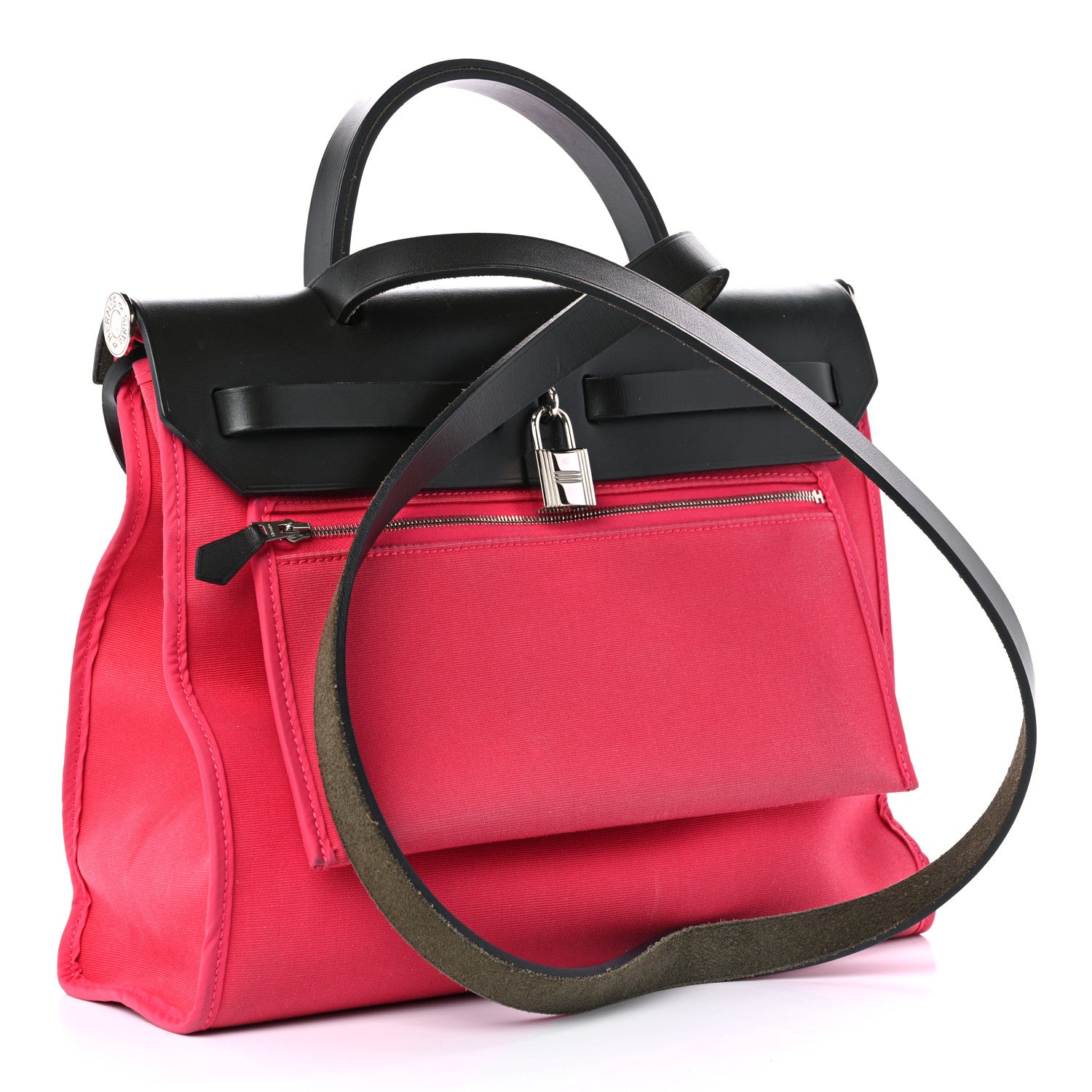 Hermes Vache Hunter Toile Herbag Zip 31 PM Rose Extreme Black 4 of 14