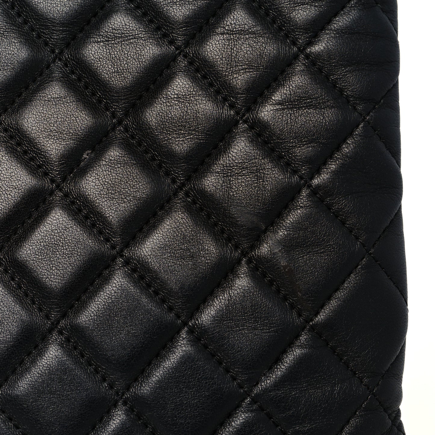 Lambskin Quilted Large Cosmetic Case Black