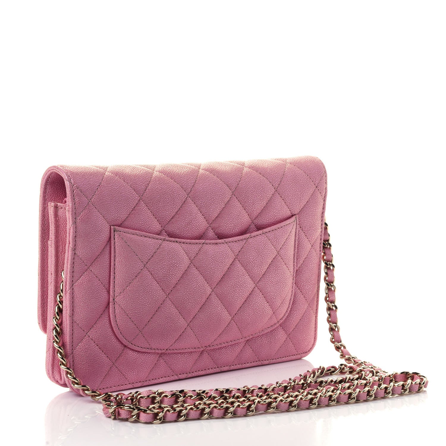 Chanel Iridescent Caviar Quilted Wallet on Chain WOC Rose Pink 2 of 4