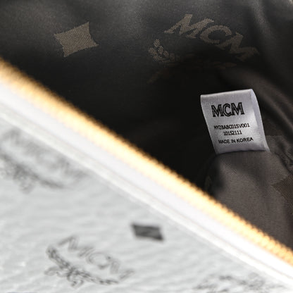 MCM Metallic Visetos Zip Pouch Set Silver 9 of 9