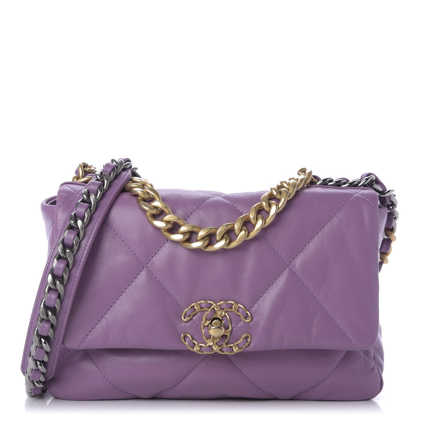 Goatskin Quilted Medium 19 Flap Violet Purple