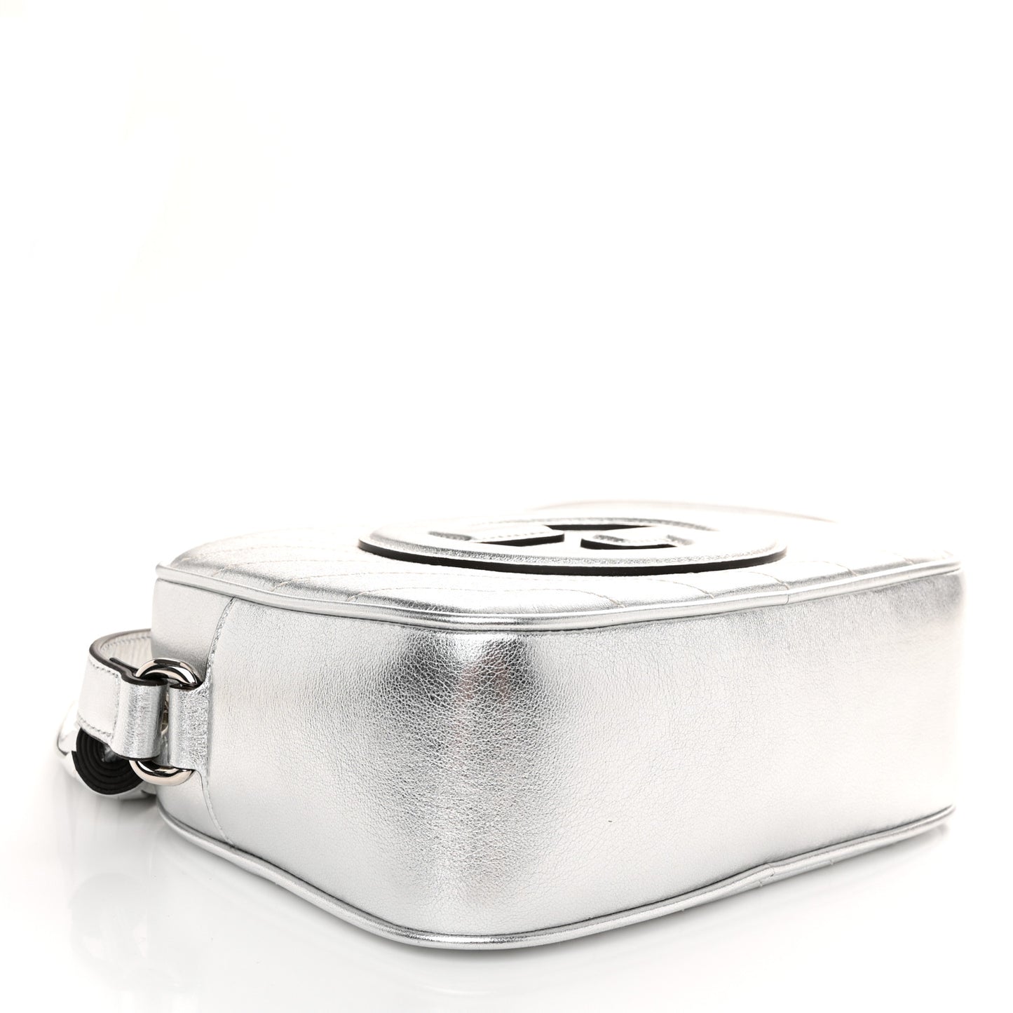 Metallic Sakai Be Green Calfskin Diagonal Stitched Small Blondie Shoulder Bag Silver