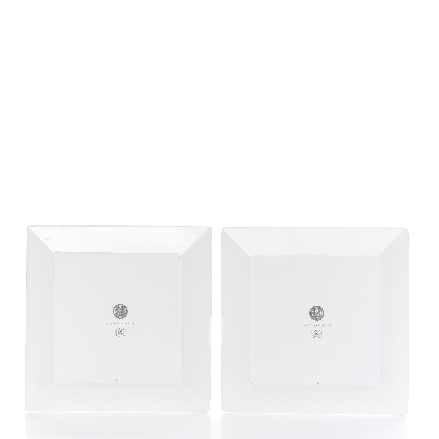 Hermes Porcelain Mosaique Au 24 Square Plate Set of 2 Platine 3 of 7