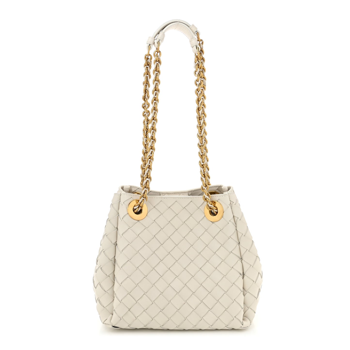 Nappa Intrecciato Small Parachute Chain Shoulder Bag Chalk