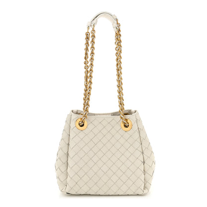Bottega Veneta Nappa Intrecciato Small Parachute Chain Shoulder Bag Chalk 1 of 11
