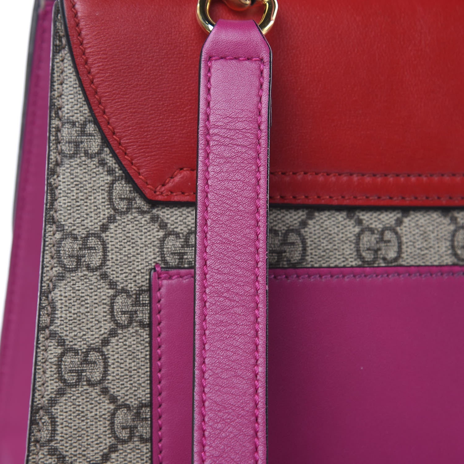 Gucci GG Supreme Monogram Calfskin Medium Padlock Top Handle Bag Beige Hibiscus Red New Rosette 11 of 22