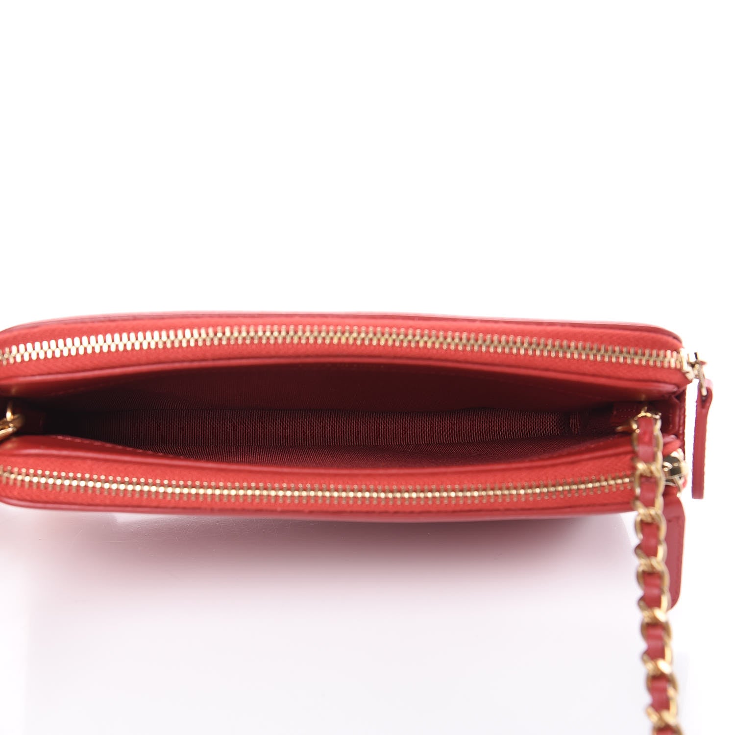 Chanel Caviar Quilted CC Filigree Clutch With Chain Red 5 of 12