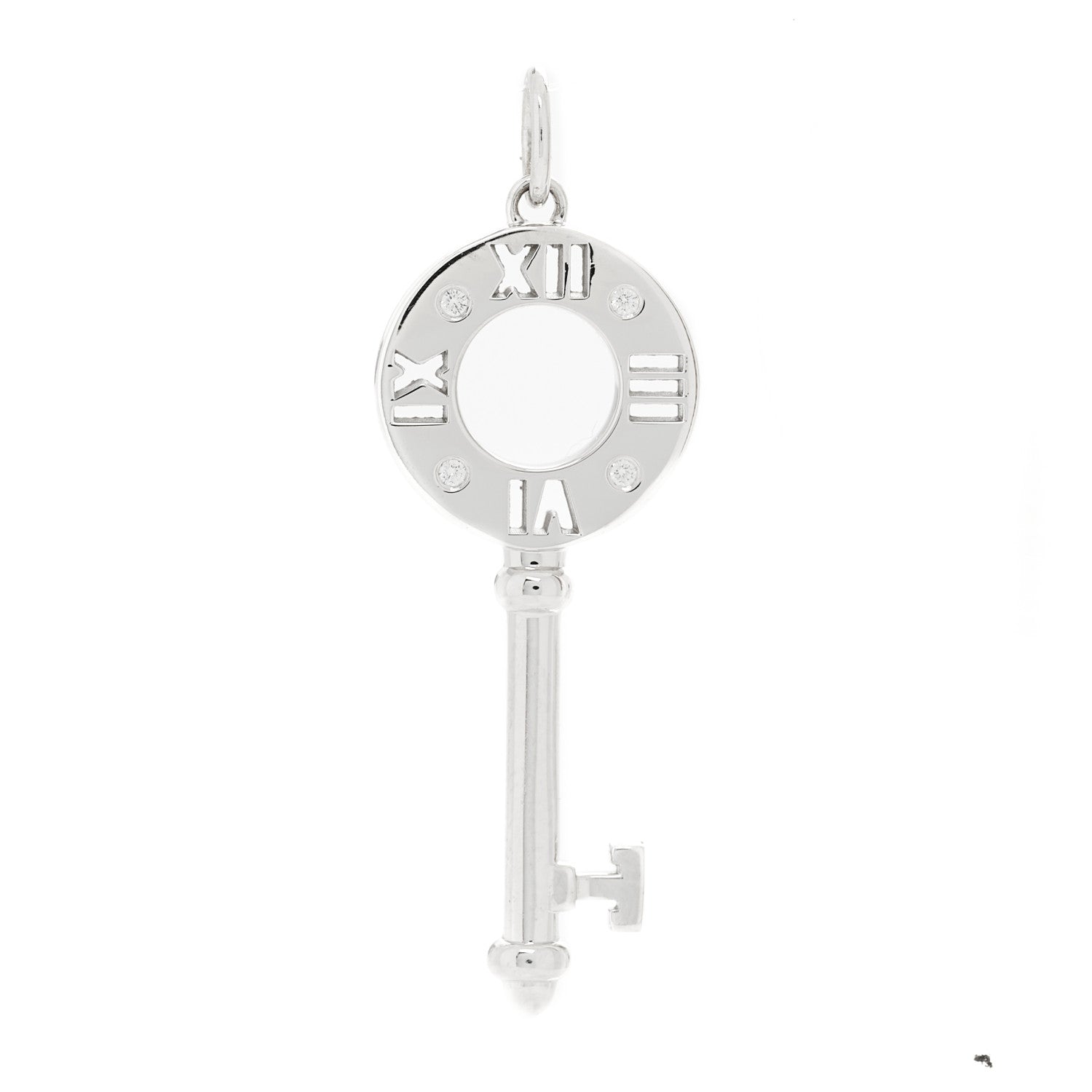 Tiffany 18K White Gold Diamond Atlas Pierced Key Pendant 1 of 4