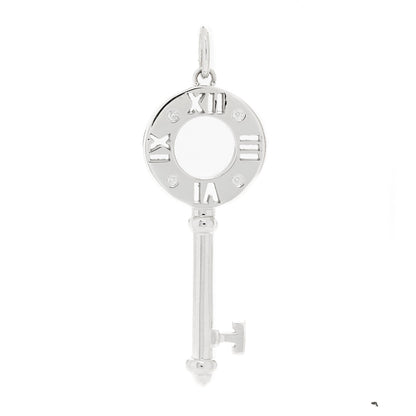 Tiffany 18K White Gold Diamond Atlas Pierced Key Pendant 1 of 4