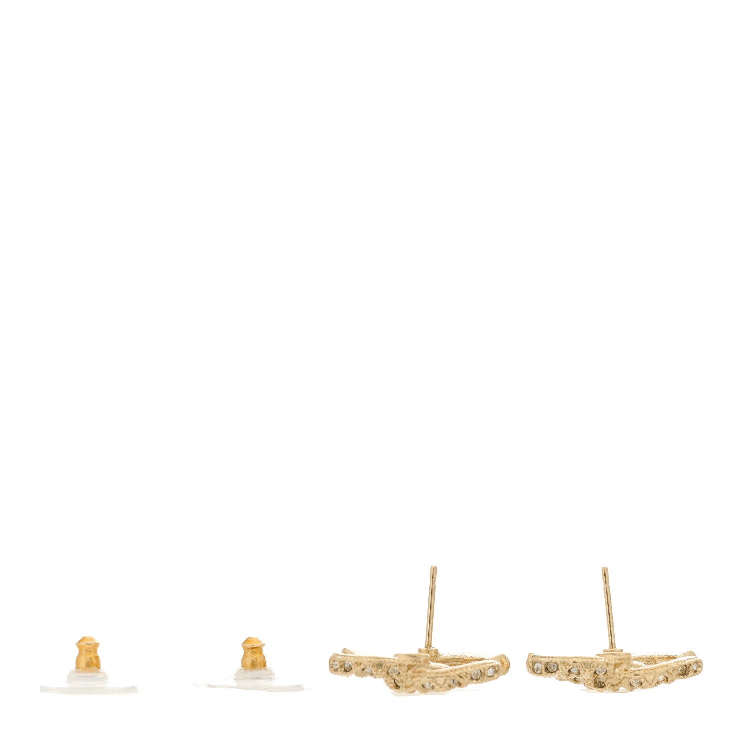 Chanel Crystal CC Earrings Light Gold 3 of 5