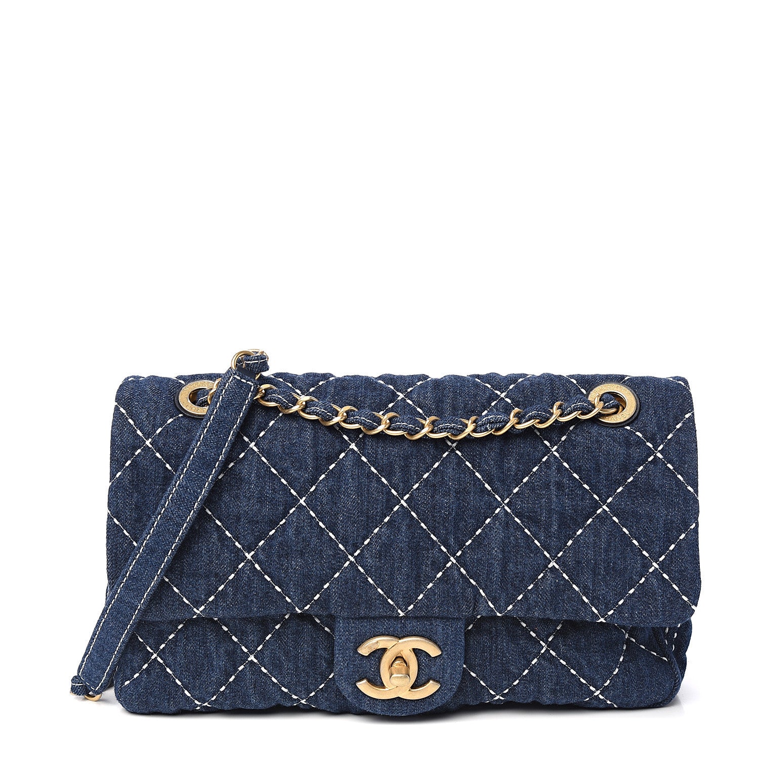 Chanel Denim Quilted Medium Denim Trip Single Flap Blue 1 of 8