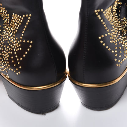 Chloe Nappa Sheepskin Studded Susanna Ankle Boots 35 Black Gold 7 of 15