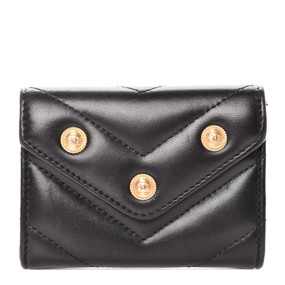 Chanel Lambskin Chevron Quilted Medallion CC Card Holder Black 1 of 10