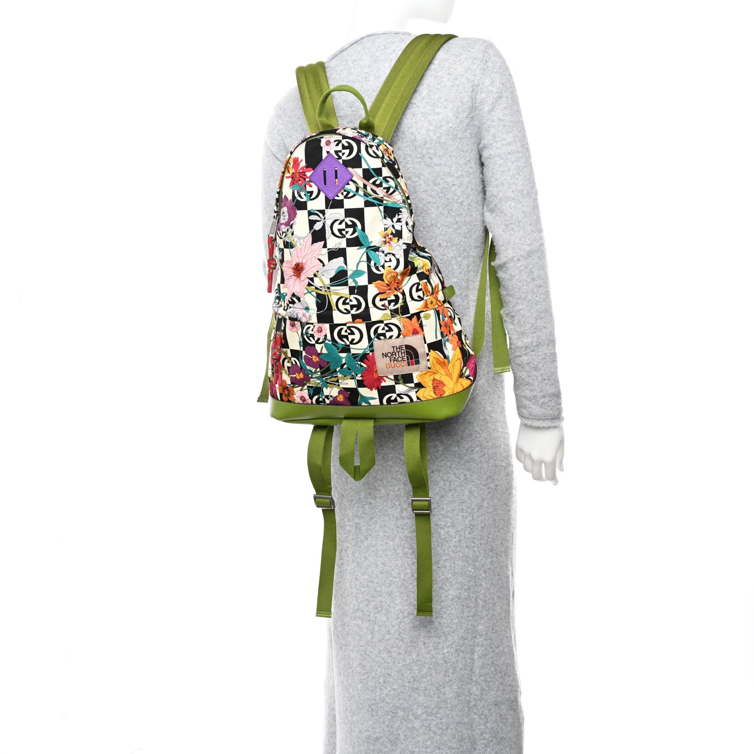 Gucci X THE NORTH FACE Econyl Nylon Floral Medium Backpack Green 2 of 11