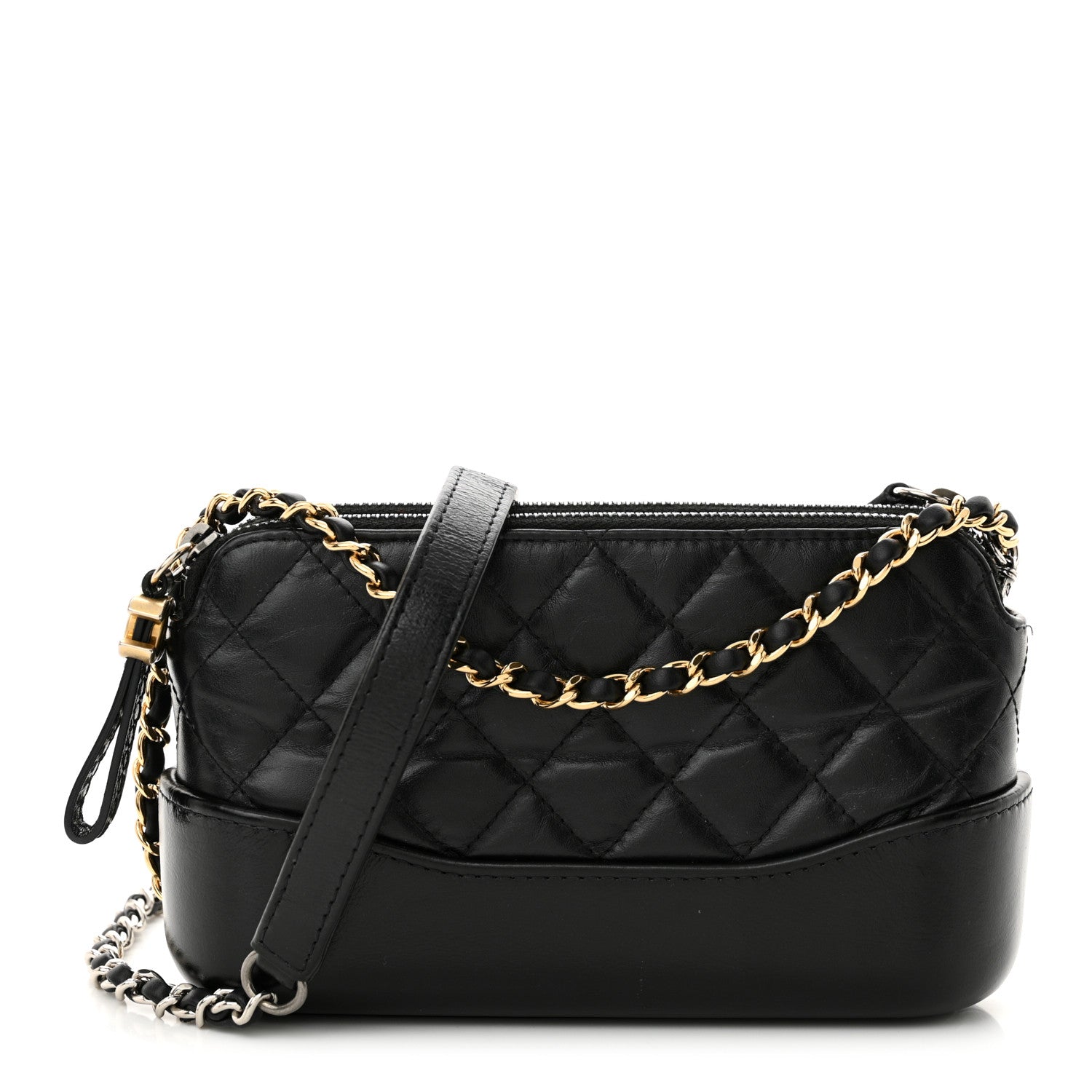 Chanel Aged Calfskin Quilted Small Gabrielle Clutch With Chain Black 1 of 16