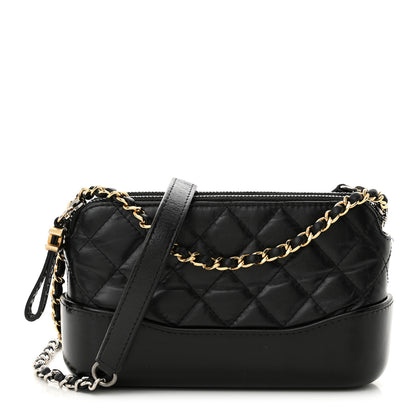 Chanel Aged Calfskin Quilted Small Gabrielle Clutch With Chain Black 1 of 16
