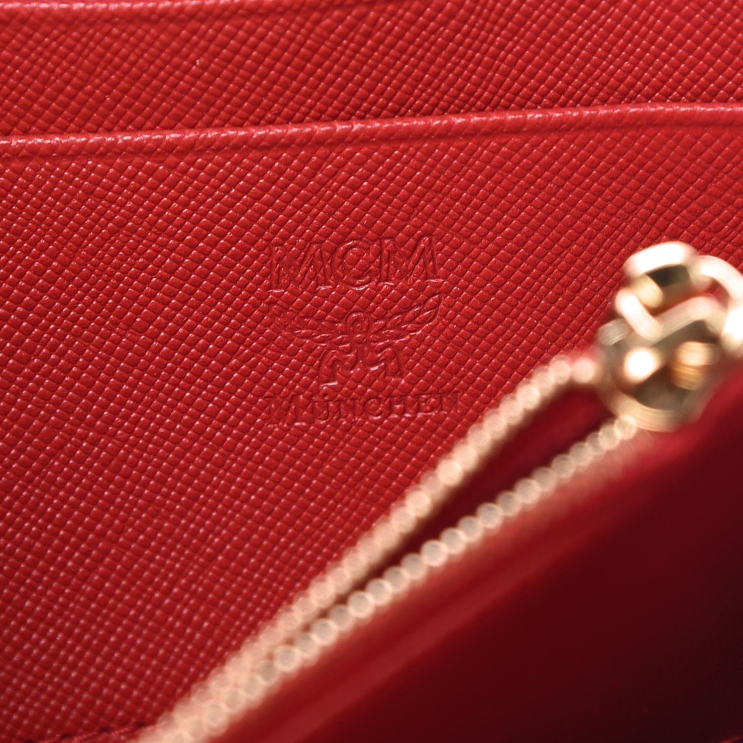 MCM Saffiano Studded Zip Wallet Red 8 of 11