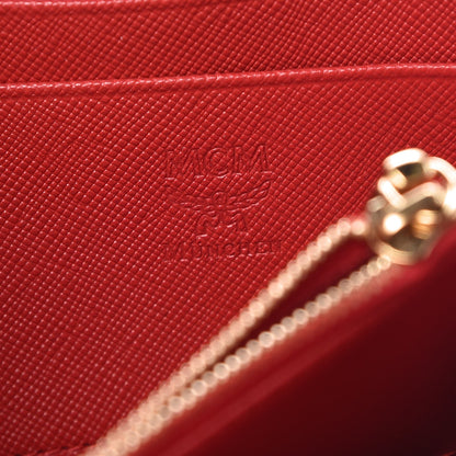 MCM Saffiano Studded Zip Wallet Red 8 of 11