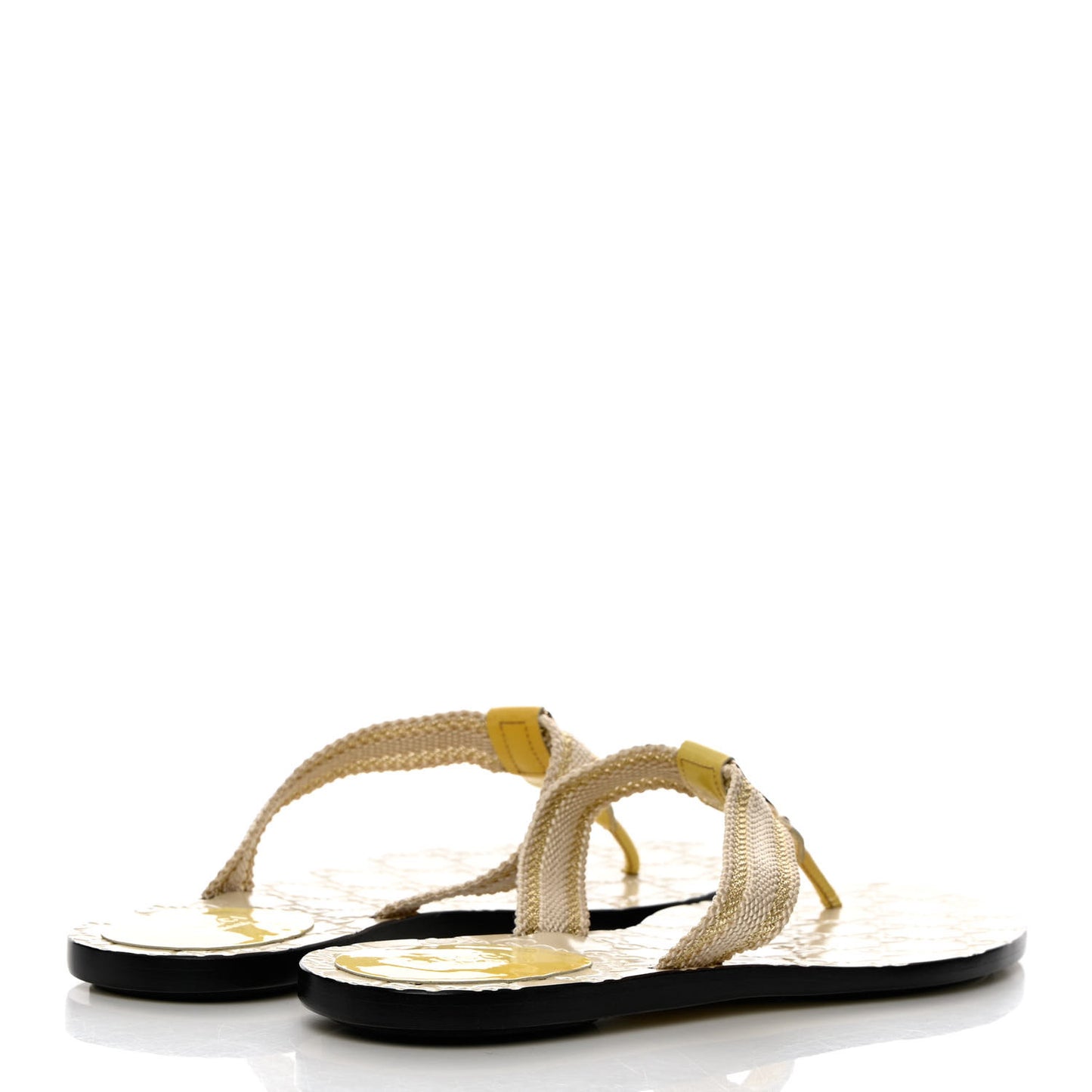 Guccissima Web Interlocking G Thong Sandals 39.5 Beige