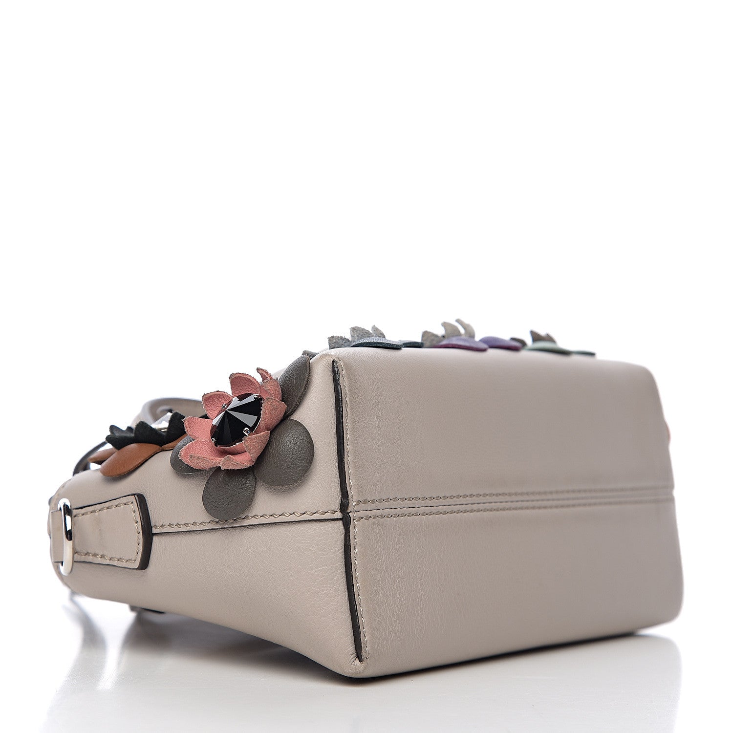 Fendi Vitello Dolce Crystal Flowerland Studded Mini By The Way Boston Bag Grigio Polvere Multicolor 3 of 10