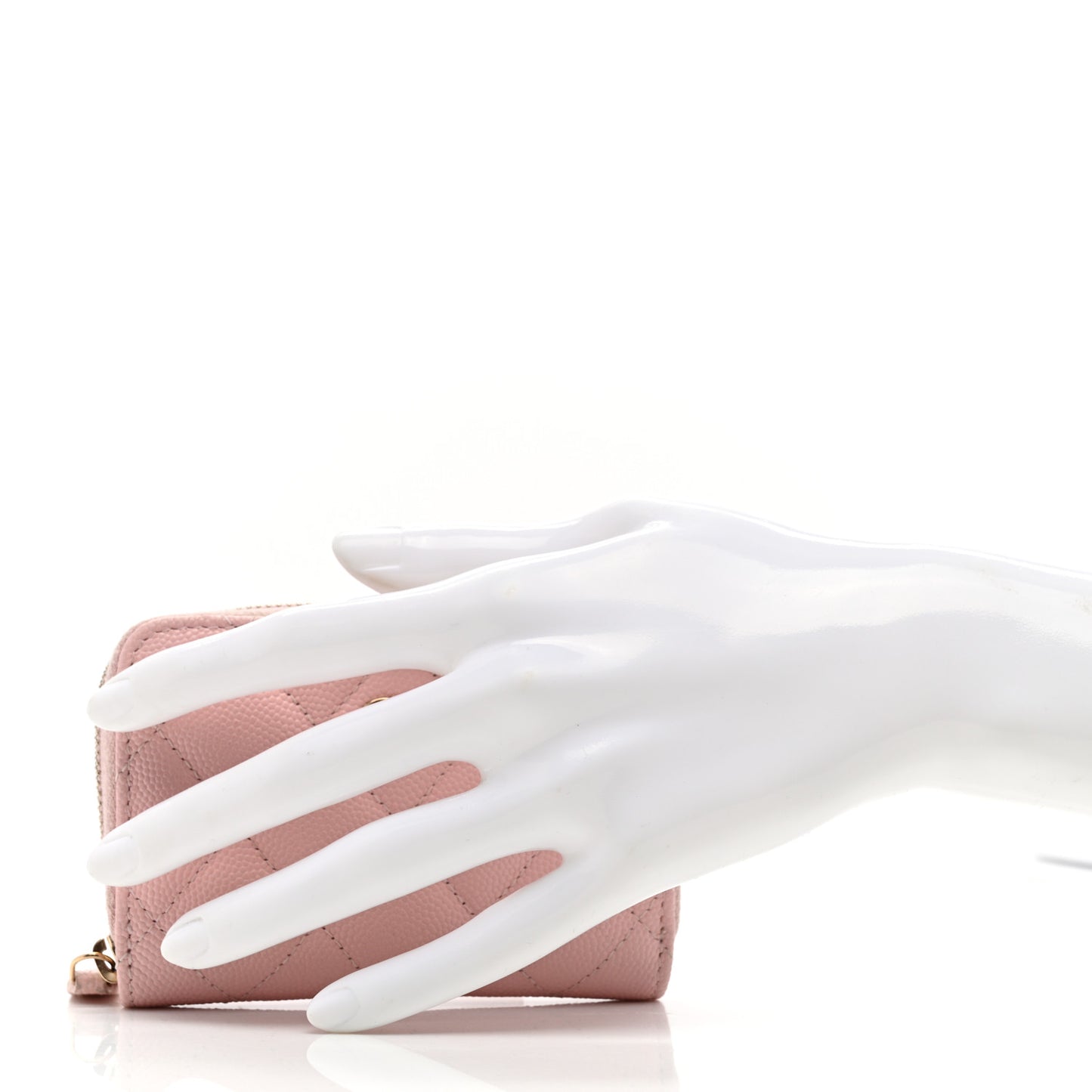 Caviar Quilted Zip Coin Purse Light Pink