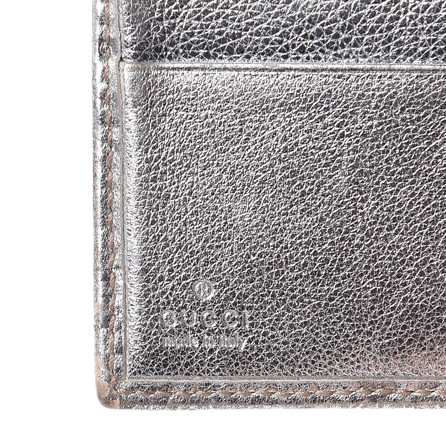 Gucci Metallic Guccissima Metal Bar French Flap Wallet Silver 6 of 13