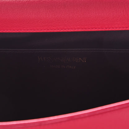 Saint Laurent Goatskin Monogram Large Belle De Jour Clutch Lipstick Fuchsia 8 of 9